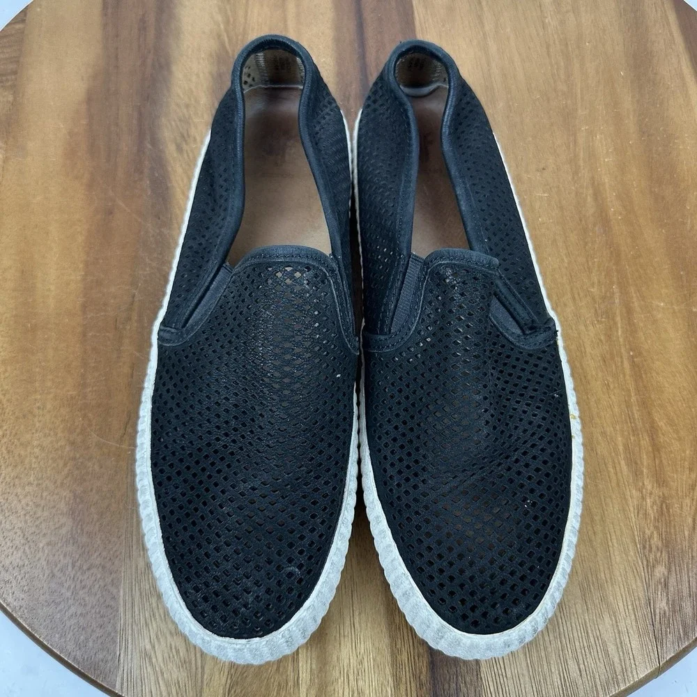 Womens Frye‎ Camille Black Perforated Leather Casual Comfort Sneakers Size 6.5 M